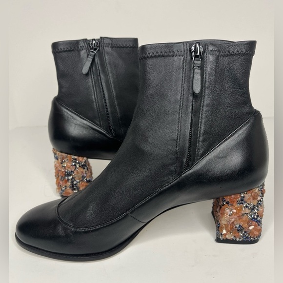 Sophia Webster Stella Black Leather Embellished Ankle Boots Womens Size 39.5/8 - Picture 3 of 16